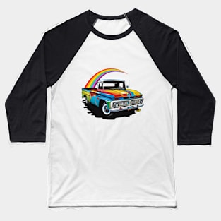 Artistic Antique Colorful Pick-Up Truck Baseball T-Shirt